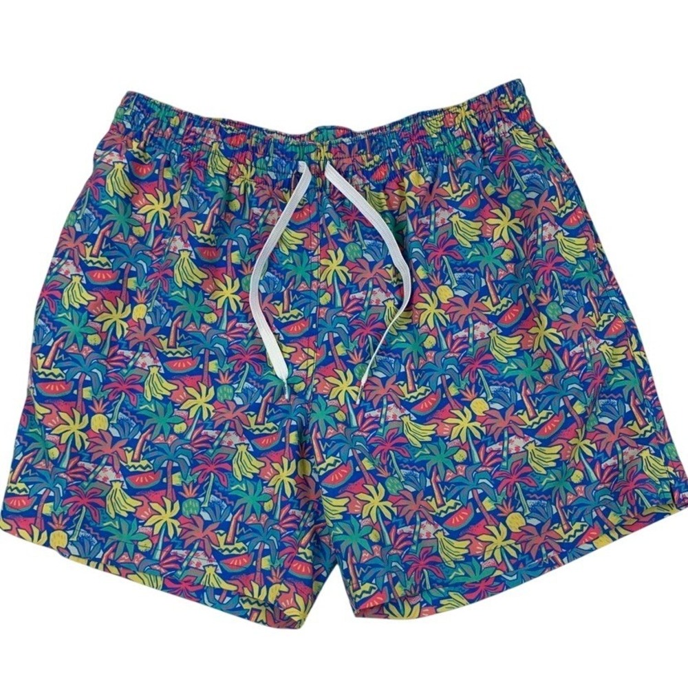 Chubbies Mens Swim Trunks XL 5.5" Inseam Tropical Palm Fruit Print Blue Multi